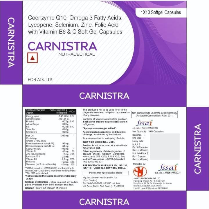 CARNISTRA Q10 Capsule – Coenzyme Q10, Omega-3 & Antioxidant Supplement