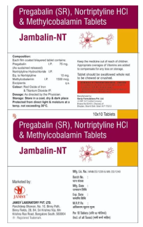 Jambalin-NT Tablet (Pregabalin SR, Nortriptyline & Methylcobalamin)